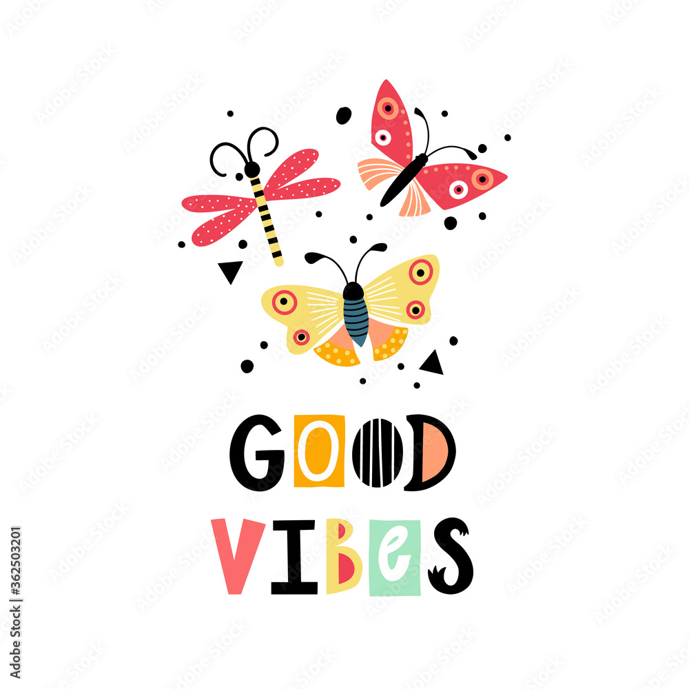 Vector card with butterflies and text Vector card with butterflies and text