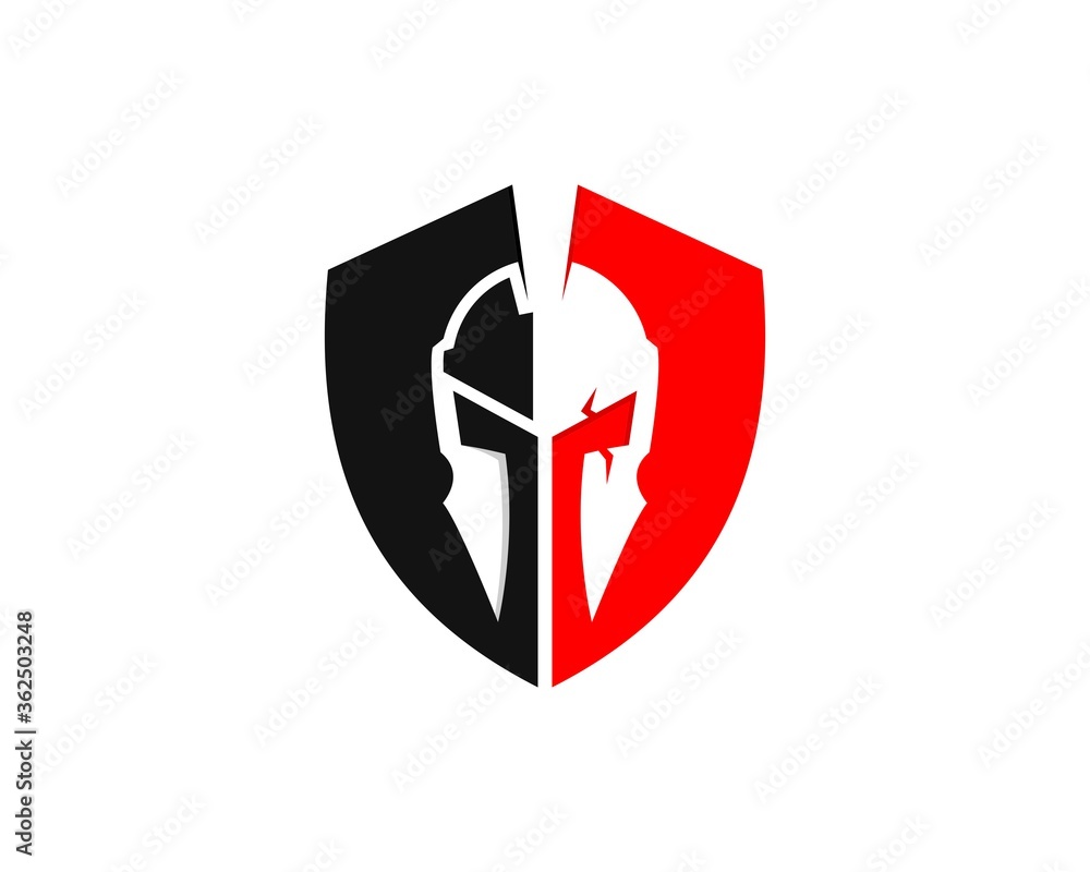 Protection shield with spartan helmet inside Protection shield with spartan helmet inside