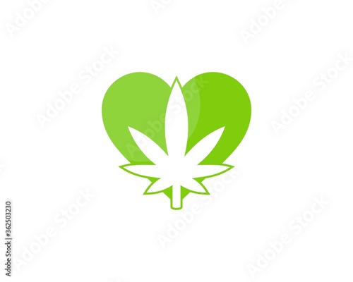 Love with cannabis leaf inside