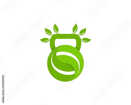Nature kettle bell with yin yang leaf