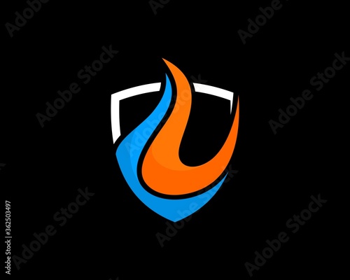 Shield with fire and water element