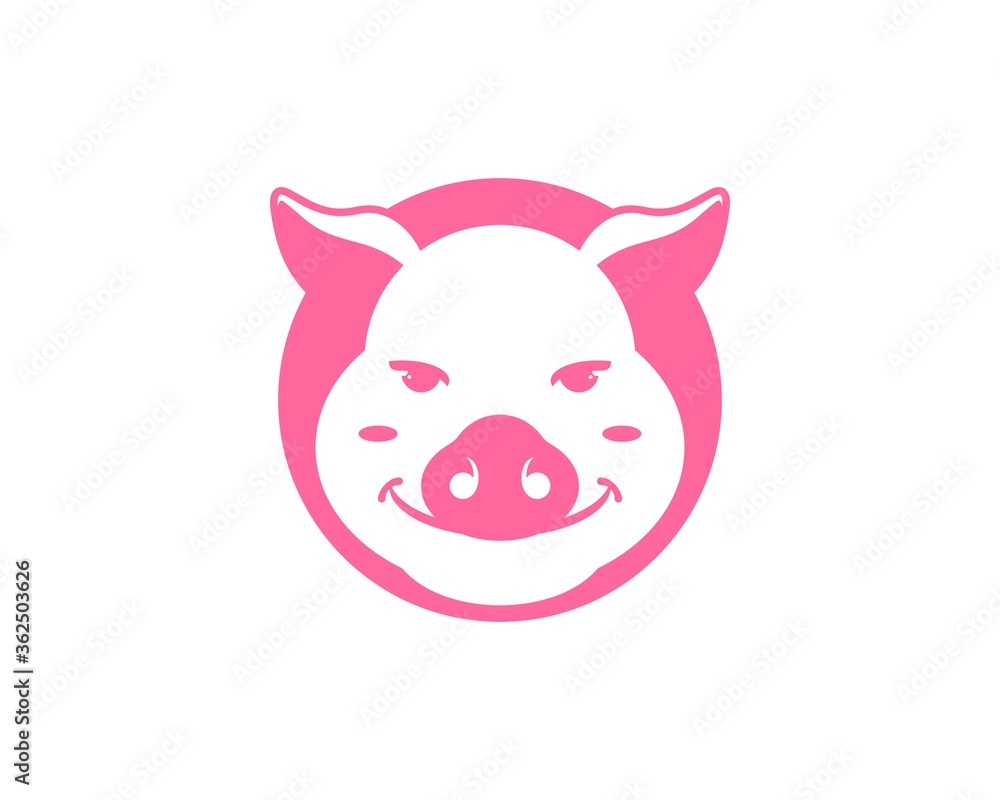 Circle shape with pig head inside Circle shape with pig head inside