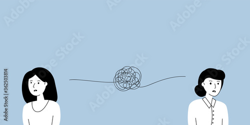 tangled thread between two women