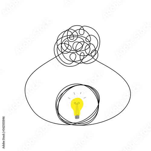 tangled and untangled thread with lamp