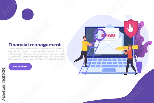 E-mail protection, anti-malware, anti spam  concept. Flat vector illustration