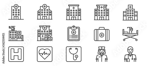 hospital icons . line vector illustration