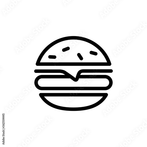 Concepto comida rápida. Icono plano lineal hamburguesa con queso en color negro