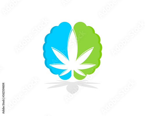 Brain with cannabis leaf inside