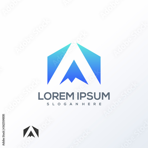 hexagon mountain logo ready to use