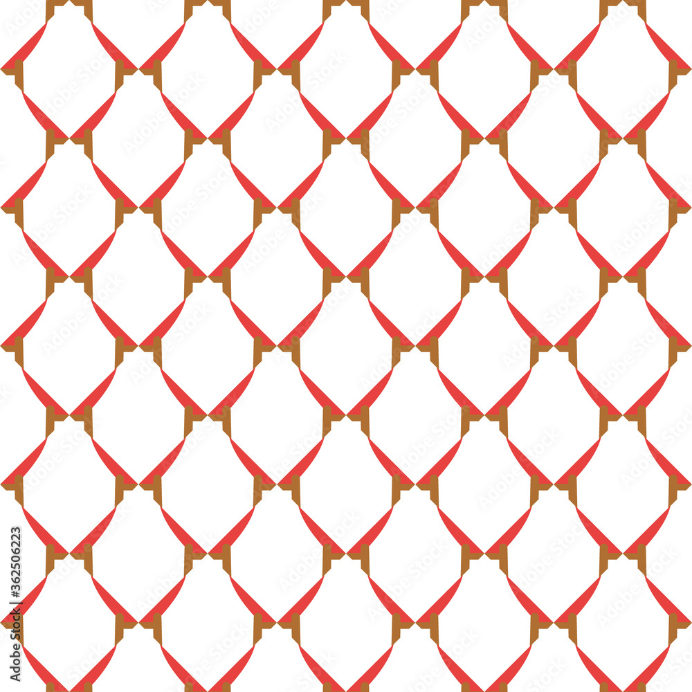 Fototapeta premium Vector seamless pattern texture background with geometric shapes, colored in red, brown, white colors.