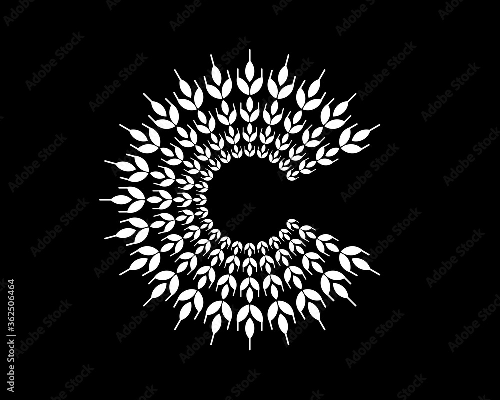 Fototapeta premium C Letter with circular wheat