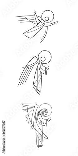 Vector illustration of three angels