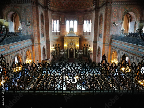 Jewish Religion. Artistic look in vivid colours. Italy, architecture. Great Synagogue of Florence. Tourism sightseeing. Florenece Italy.