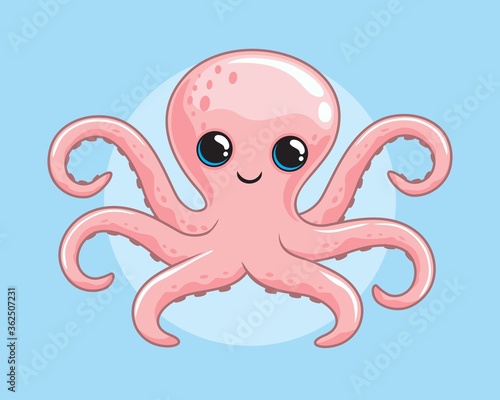 Octopus Cartoon Cute Animals Illustration
