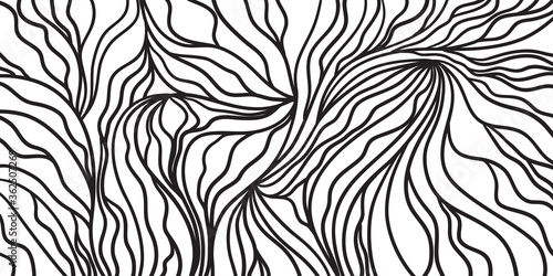 Wavy background. Hand drawn waves. Abstract waved pattern. Black and white illustration