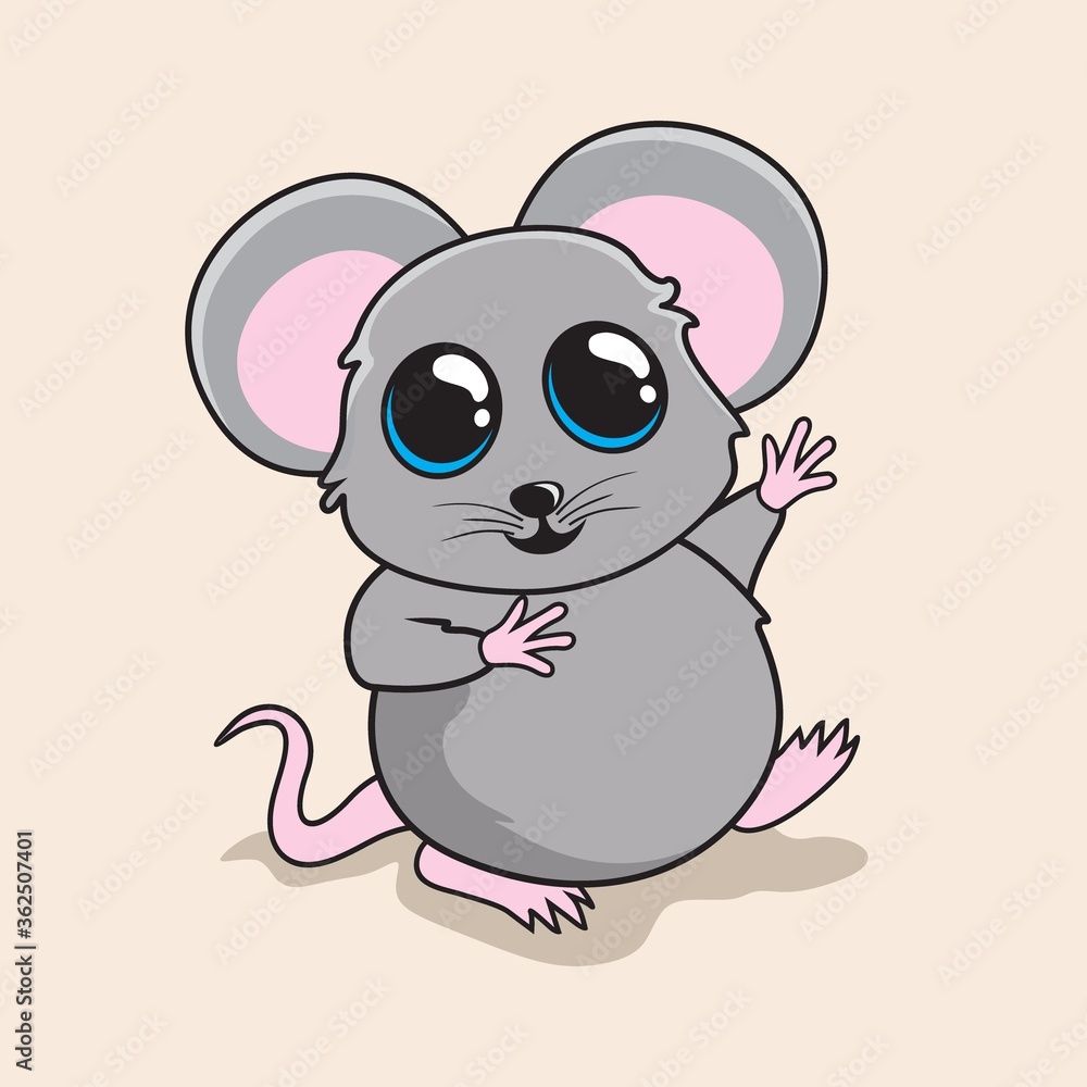 Obraz premium Mouse Cartoon Cute Rat Illustration