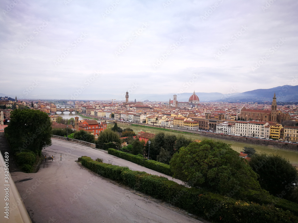 Naklejka premium Tourism in Florence. Artistic look in vivid colours.