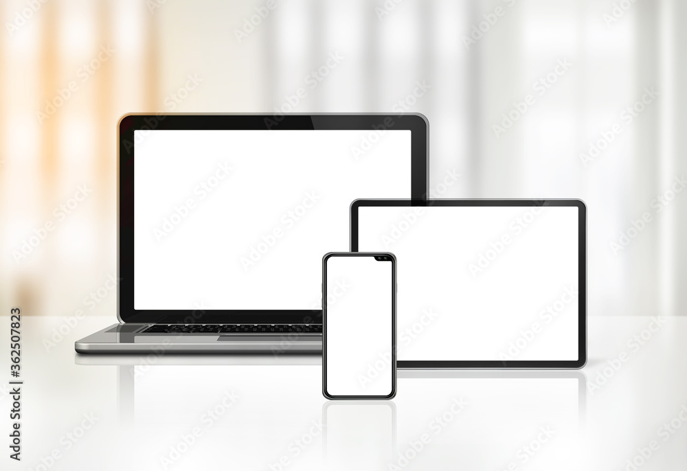 Laptop, mobile phone and digital tablet pc on office desk Laptop, mobile phone and digital tablet pc on office desk
