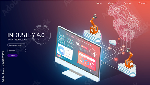 Physical systems, cloud computing, cognitive computing industry 4.0 infographic. Cyber Technology Systems concept. Infographic of industry 4.0.