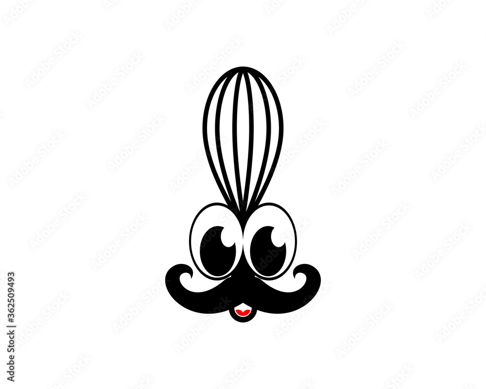 Cute chef face with mixing bowl kitchen food hat Cute chef face with mixing bowl kitchen food hat