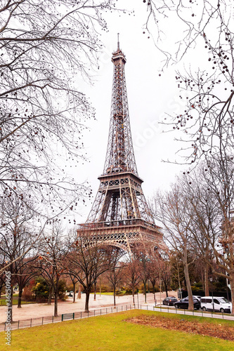 Eiffel Tower is in the winter day. © MarKord