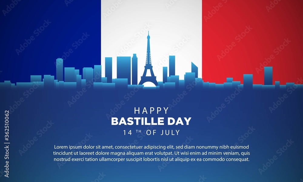 Obraz premium Bastille Day Background with Paris City Landscape.