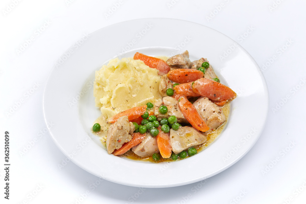 mashed potato with meat and vegetables