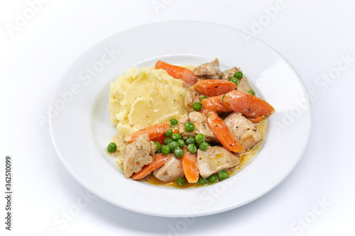 mashed potato with meat and vegetables