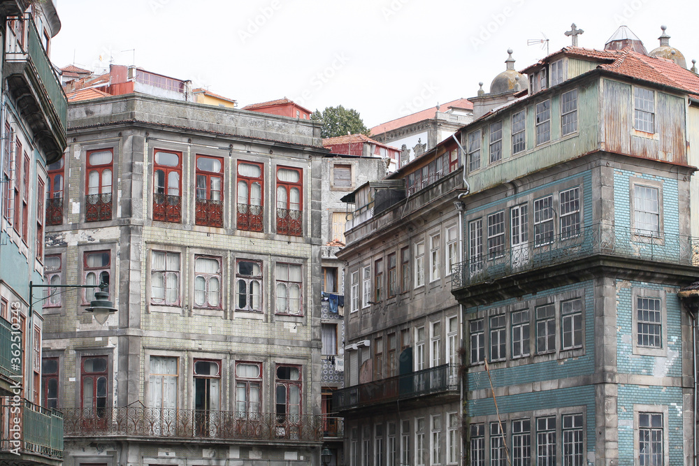 Portugal,Old city of Oporto, with its buildings with typical tiles.