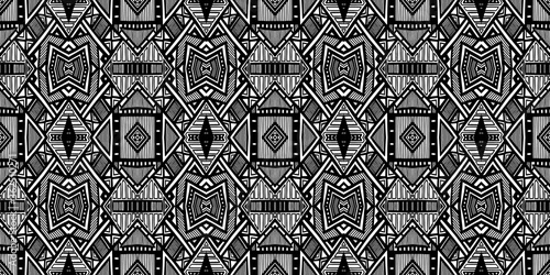 Ethnic pattern. Tribal background. Native ornament. Aztec. Fabric patterm. Boho. Bohemian style. Black and white texture. Print for fashion textile or interior fabric.