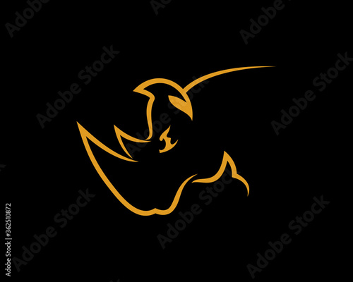 Gold rhinoceros outline