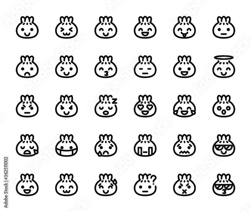dim sum buns emoji basic outline icons pack