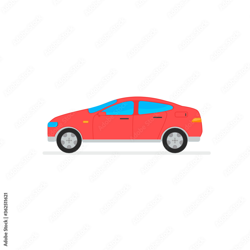 Vector red car  in white background. Vector illustration transport