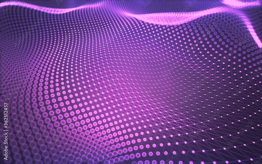Obraz premium Abstract background. Molecules technology with polygonal shapes, connecting dots and lines. Connection structure. Big data visualization.