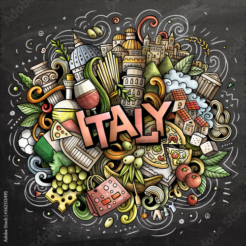 Obraz na plátně Italy hand drawn cartoon doodles illustration
