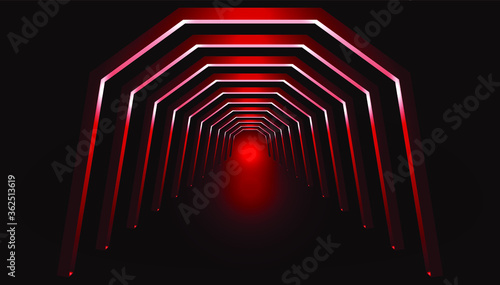 3D rendering of the corridor space in the future red.