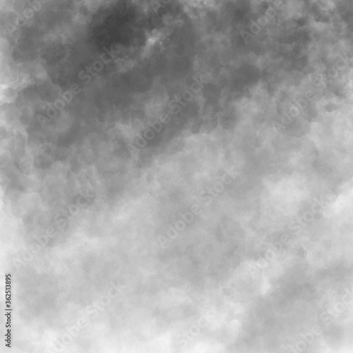 Abstract black and gray hand draw paint watercolor stain background - Image