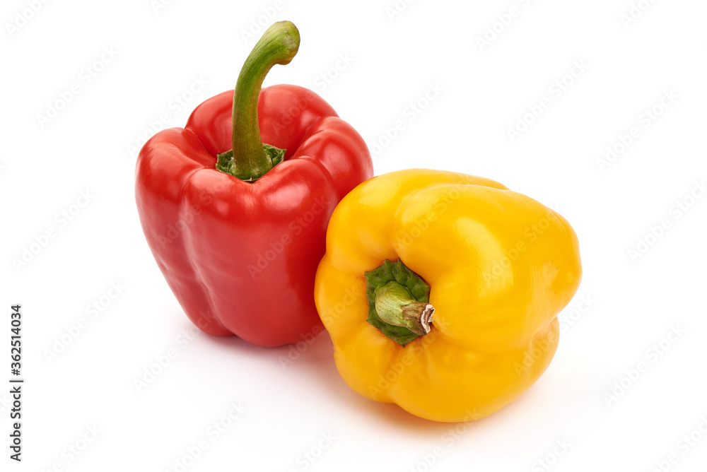 Fresh bell peppers, isolated on white background Fresh bell peppers, isolated on white background