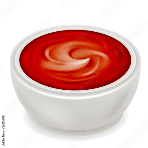 Ketchup tomato sauce cream curl splash realistic 3d isolated design vector illustration
