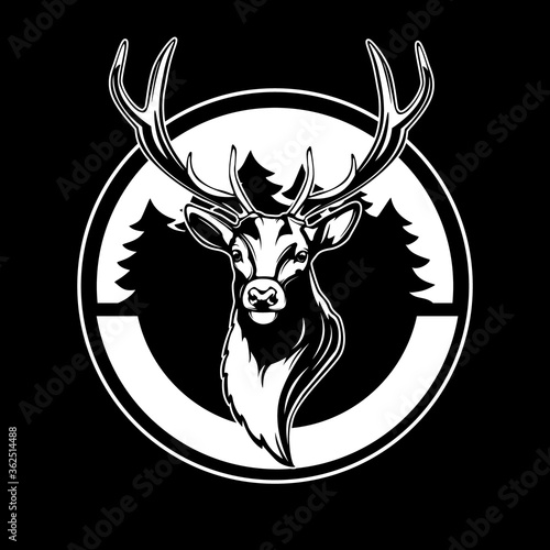 Deer head. Reindeer head isolated vector illustration. Wild animal. Hunting logo.