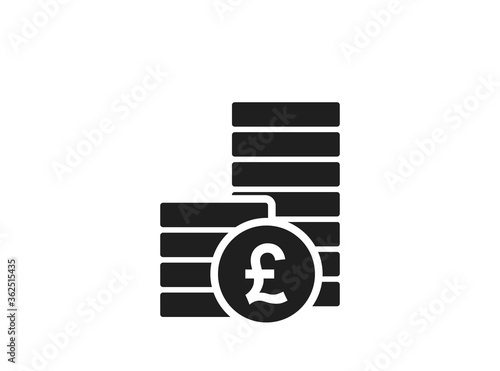 pile of british pound sterling coins icon. vector finance and money symbol