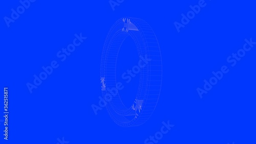 3d rendering of a white lines illustration isolated on blue background
