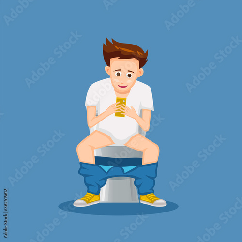 cartoon of people sitting on toilet