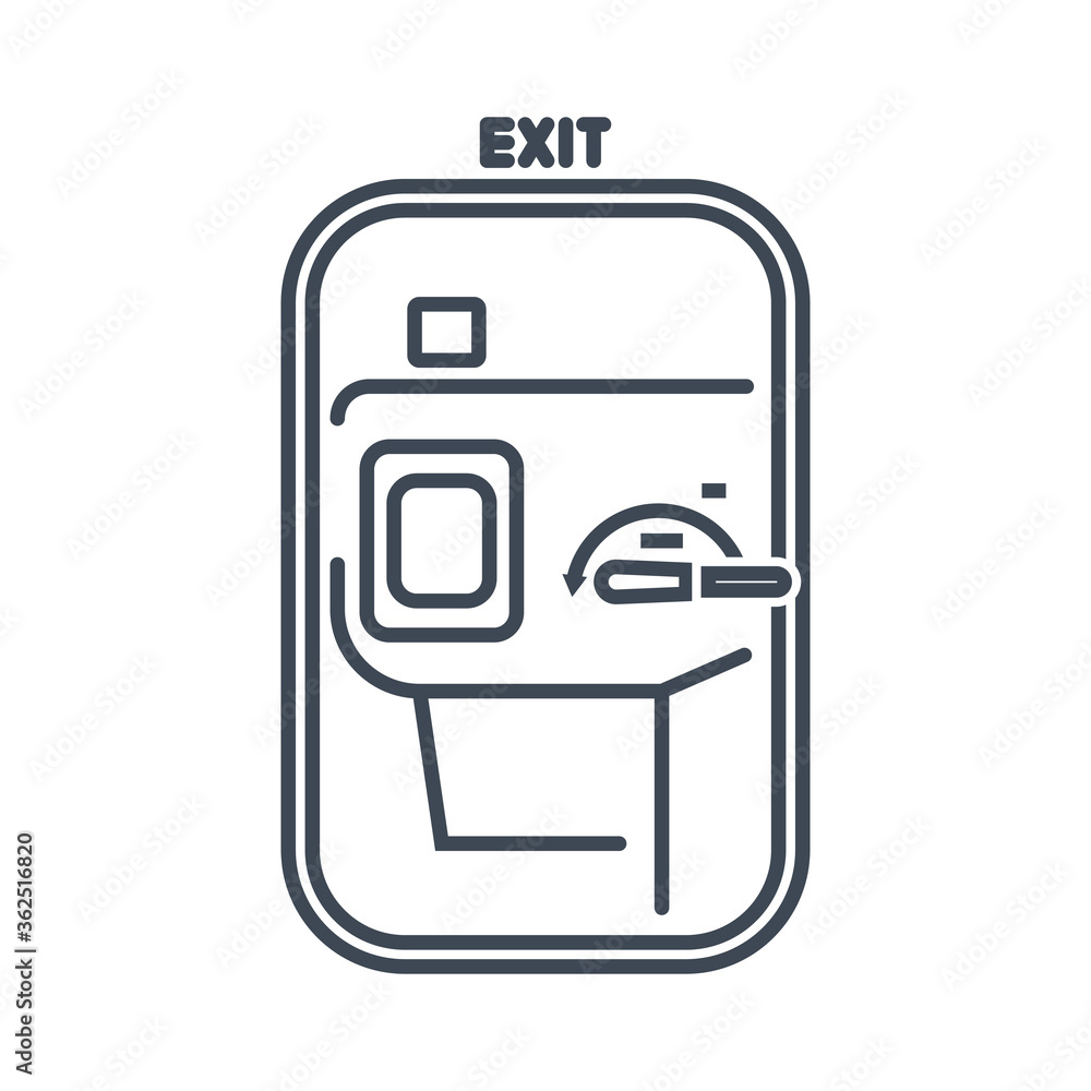 Thin line icon airplane interior, door exit on the plane Thin line icon airplane interior, door exit on the plane
