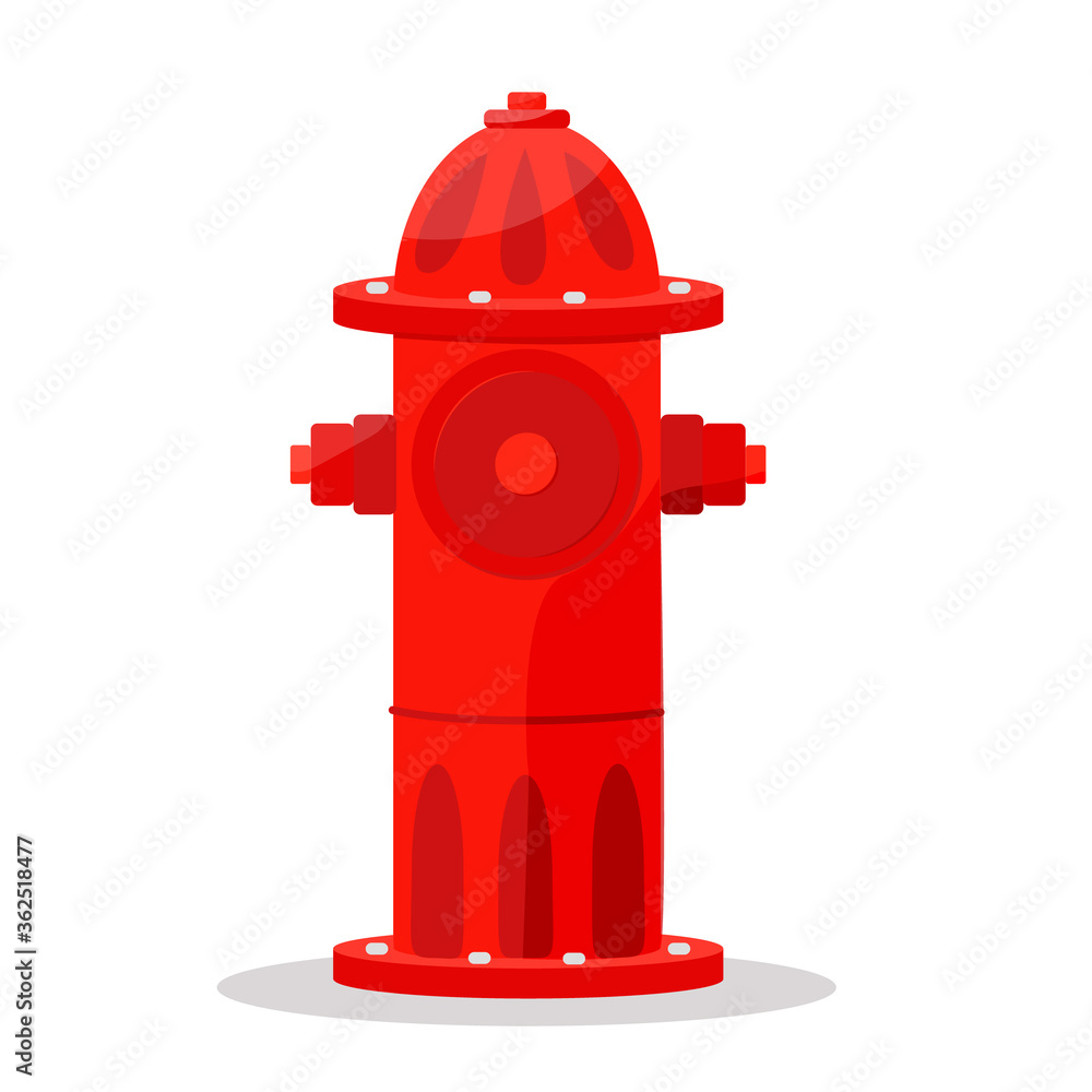 Bright red fire hydrant isolated. Vector. Flat Bright red fire hydrant isolated. Vector. Flat