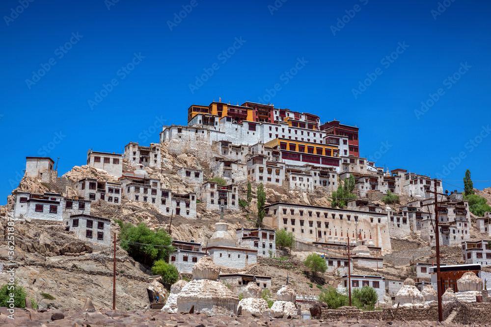 Buddhist monastery of Thikse. Imposing series of temples and houses.