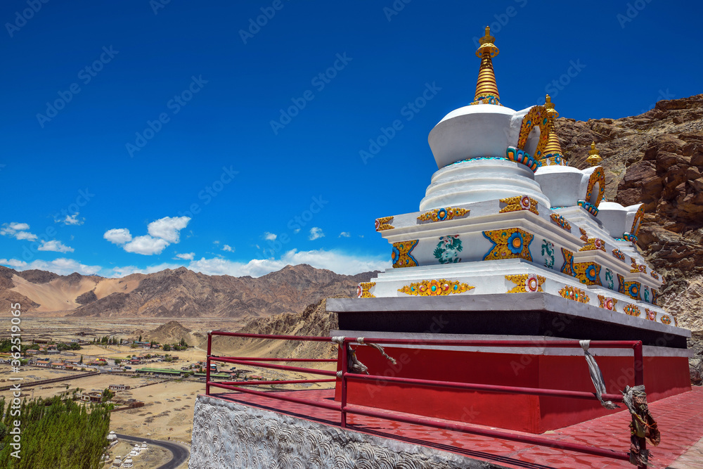 Buddhist monastery of Thikse. Imposing series of temples and houses.