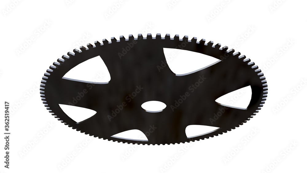 3D rendering of a cogwheel technical gear isolated on white
