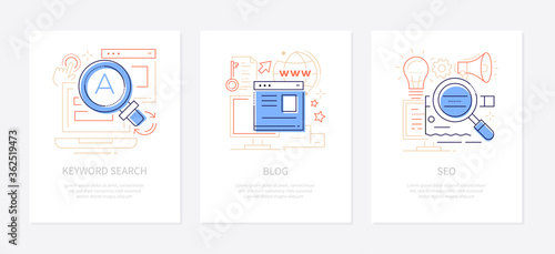 Content management - line design style banners set