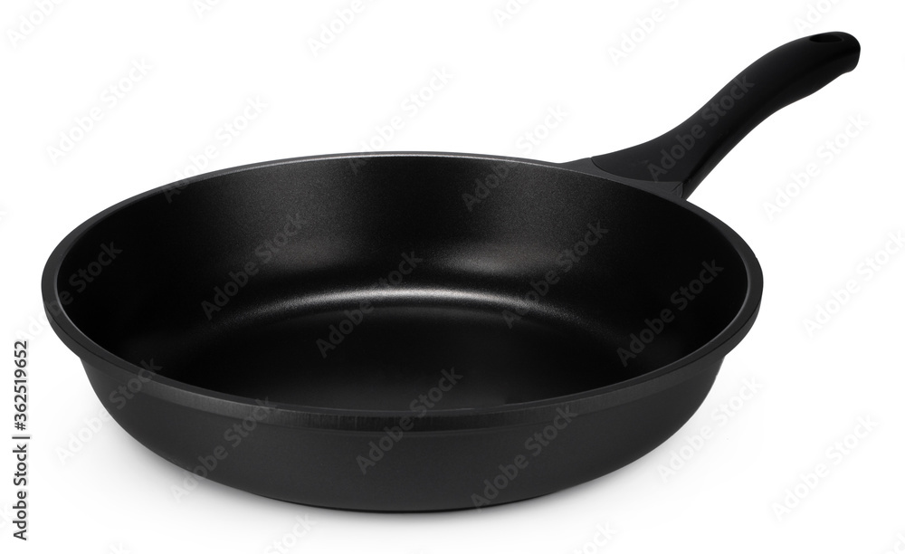 New black frying pan isolated on white background New black frying pan isolated on white background